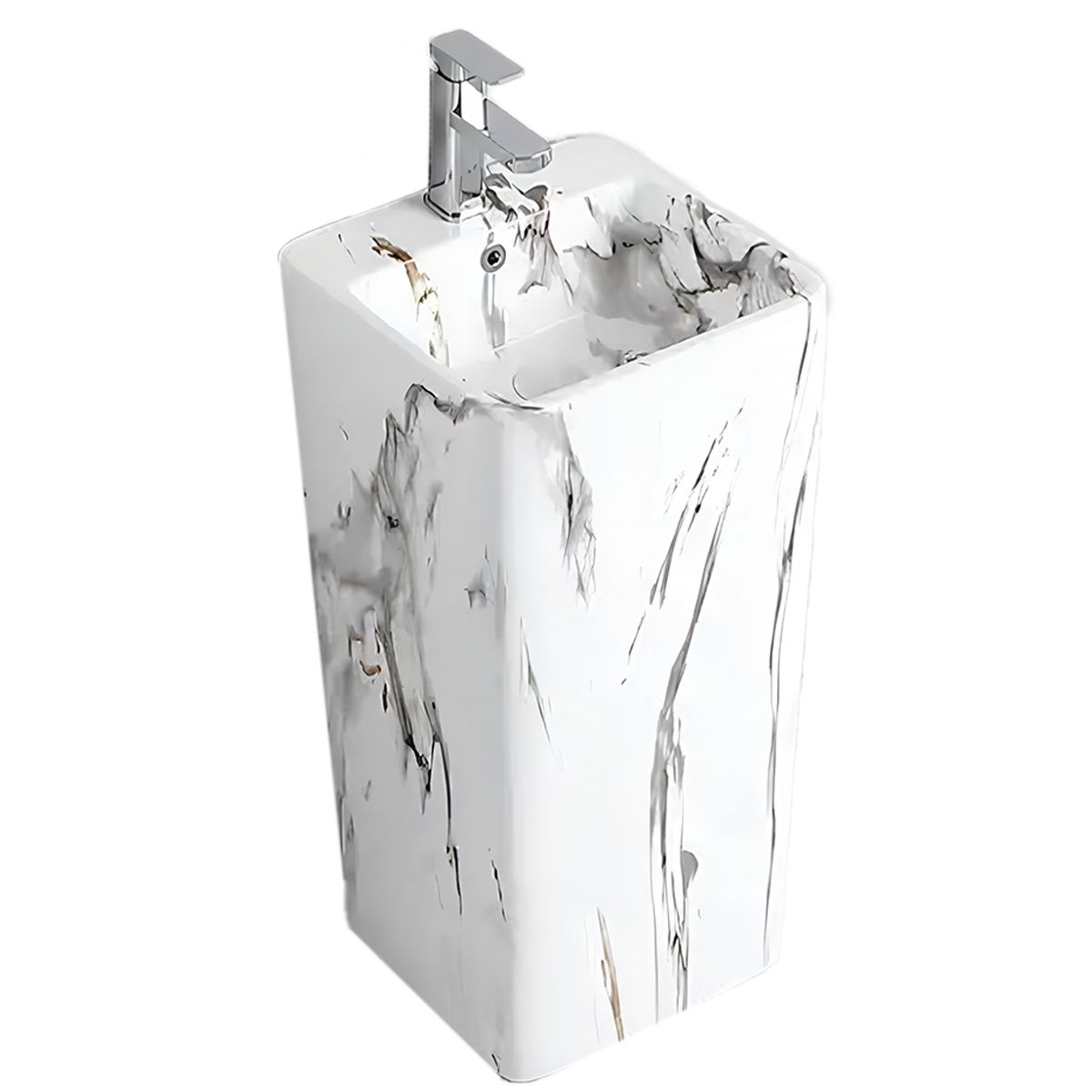 Standwaschbecken Imola Marble, mit Hahnloch, 40x40x85 cm, Bodenmontage, Sanitärkeramik