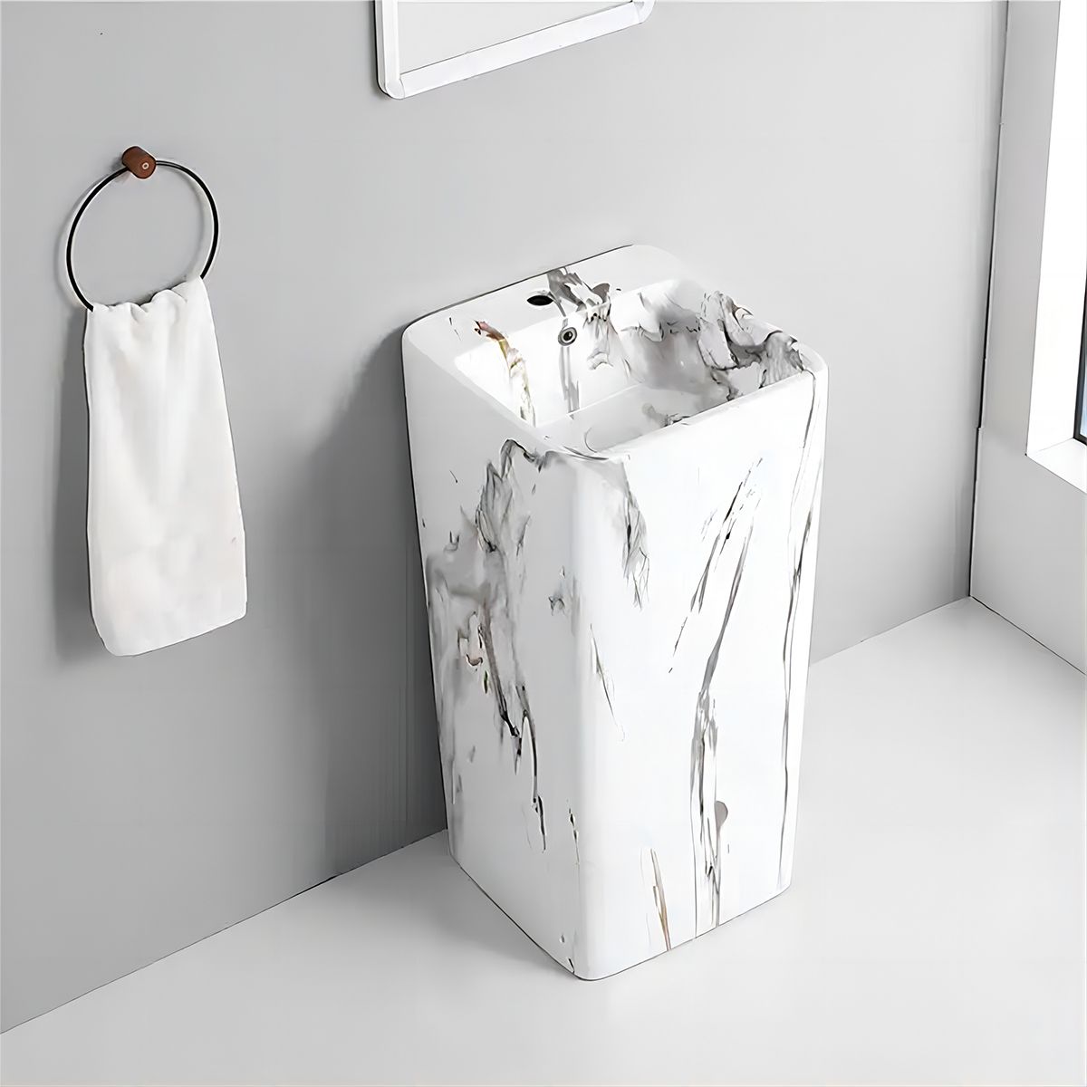 Standwaschbecken Imola Marble, mit Hahnloch, 40x40x85 cm, Bodenmontage, Sanitärkeramik