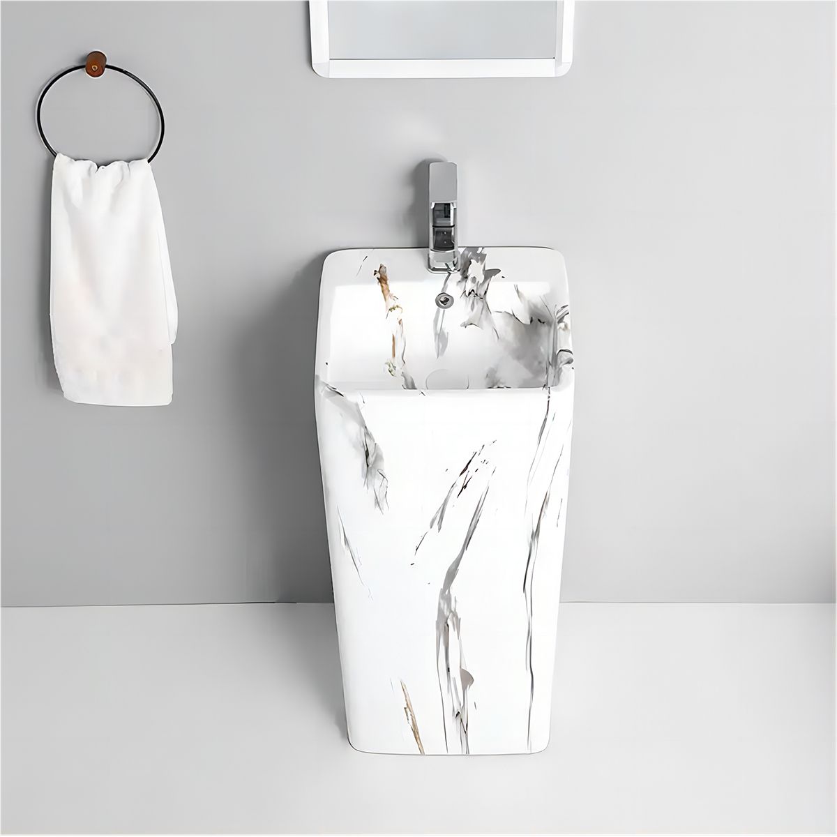 Standwaschbecken Imola Marble, mit Hahnloch, 40x40x85 cm, Bodenmontage, Sanitärkeramik