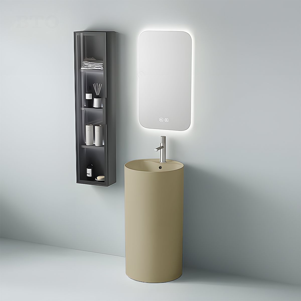 Standwaschbecken, Jasmin Matt, Power Colour, mit Hahnloch, Durchmesser 45 cm, Modena