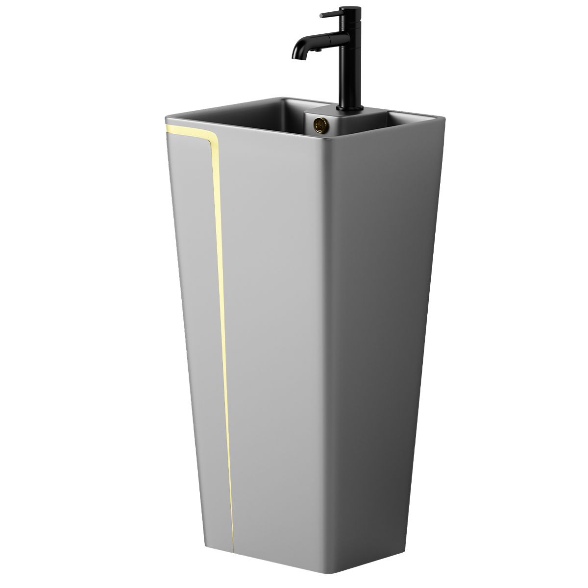 Standwaschbecken Lazio Gun Grey, 43x35x85 cm, Bodenmontage, mit Hahnloch, Sanitärkeramik, Royalty Line by Ego