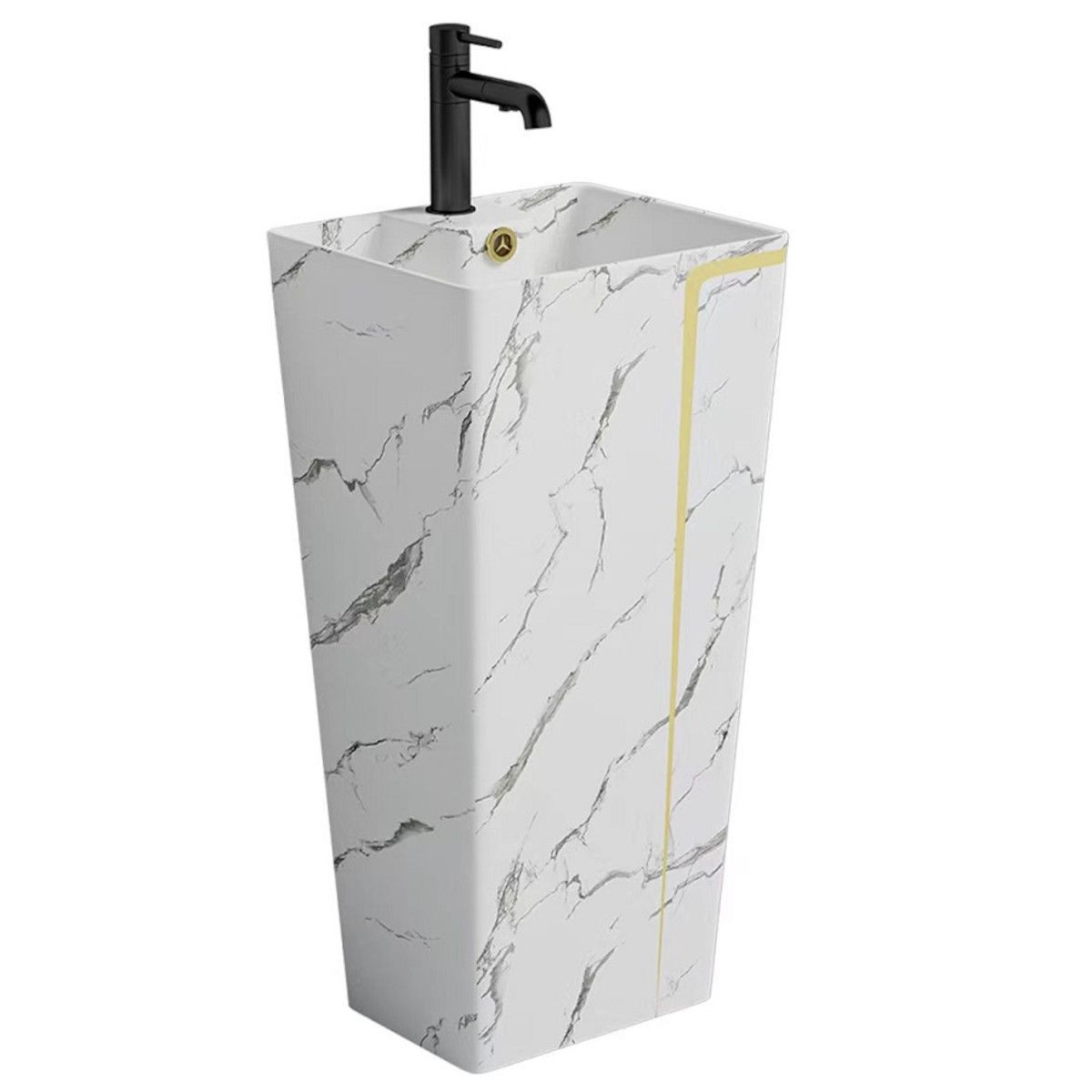 Standwaschbecken Lazio Marble, 43x35x85 cm, Bodenmontage, mit Hahnloch, Sanitärkeramik, Royalty Line by Ego