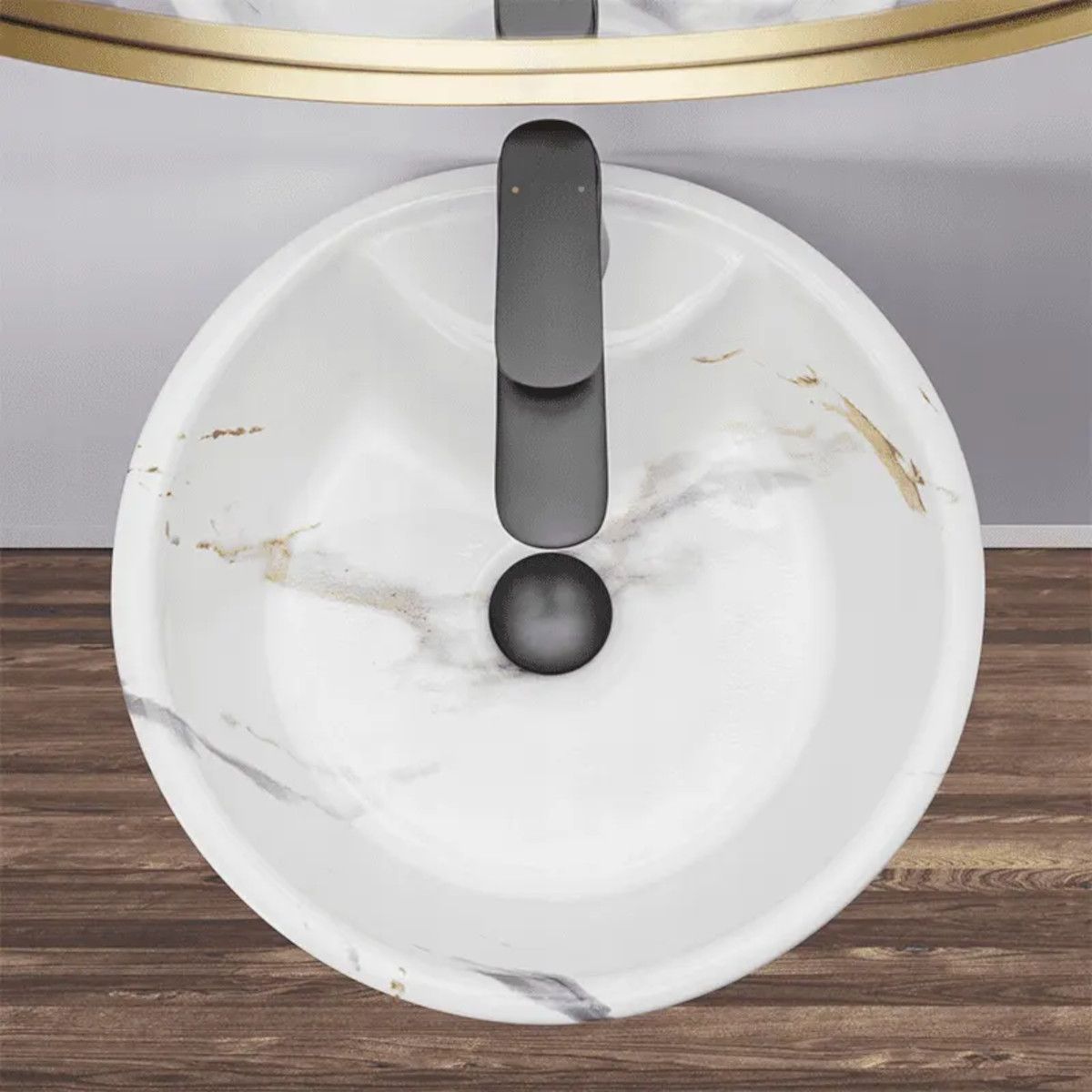 Standwaschbecken, Marmor-Finish, 40x40x84 cm, Bodenmontage, Sanitärkeramik, Lucia Marble
