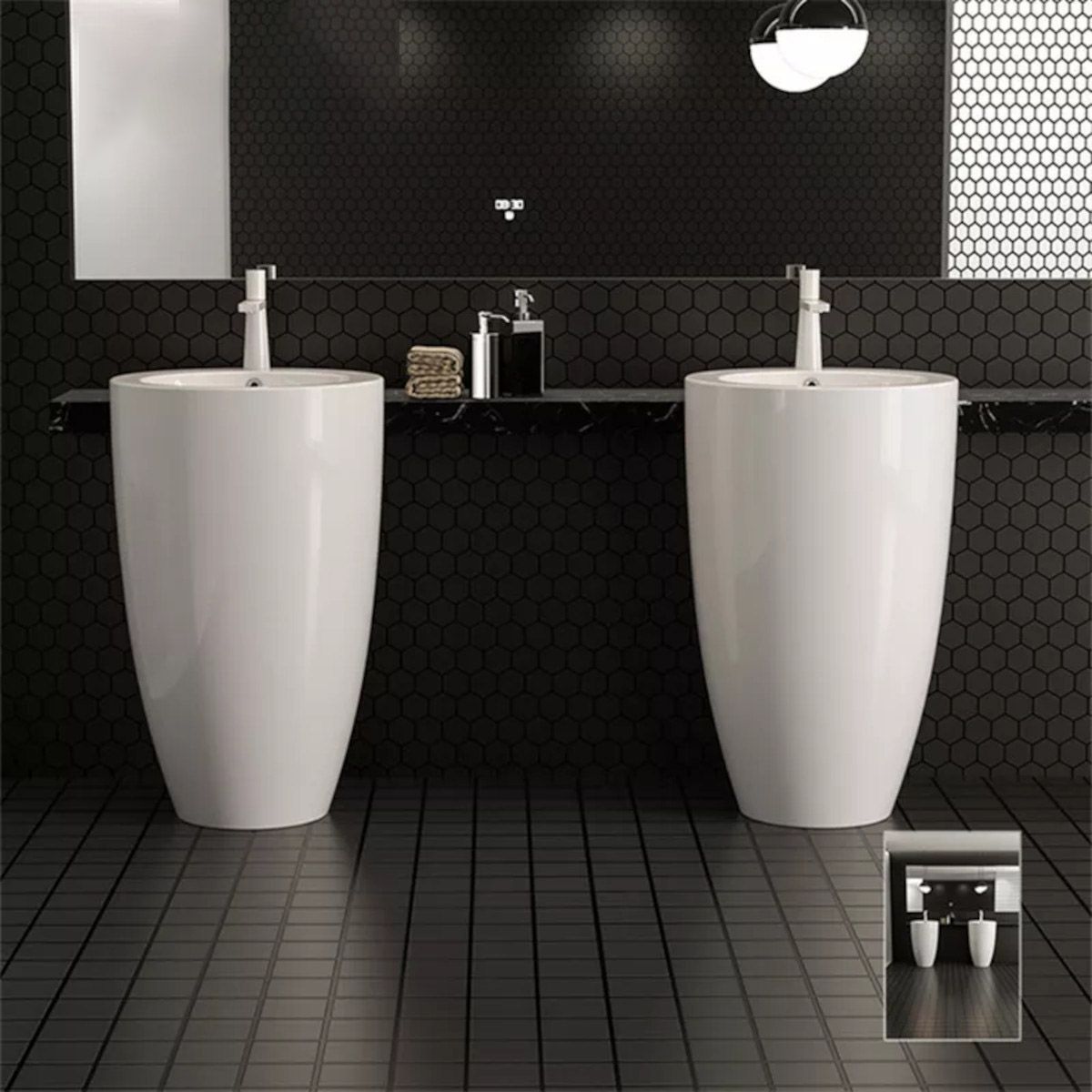 Standwaschbecken Marco, Weiß, 50x50x82 cm, Bodenmontage, Sanitärkeramik