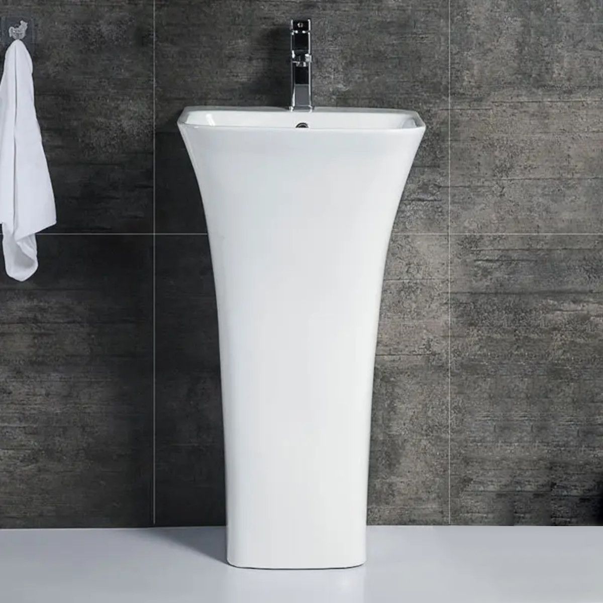 Standwaschbecken Novia, Weiß, 45x43x84 cm, mit Hahnloch, Bodenmontage, Sanitärkeramik