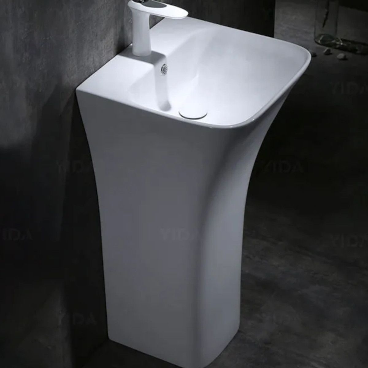 Standwaschbecken Novia, Weiß, 45x43x84 cm, mit Hahnloch, Bodenmontage, Sanitärkeramik