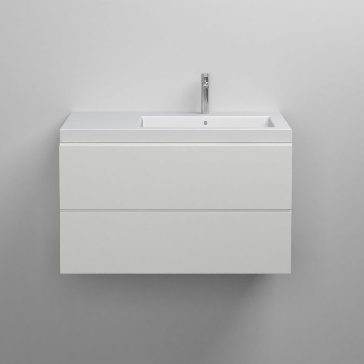 Waschbecken Zina, Mineralwerkstoff, Halb-Einbaumontage, mit Becken rechts, 90x47 cm