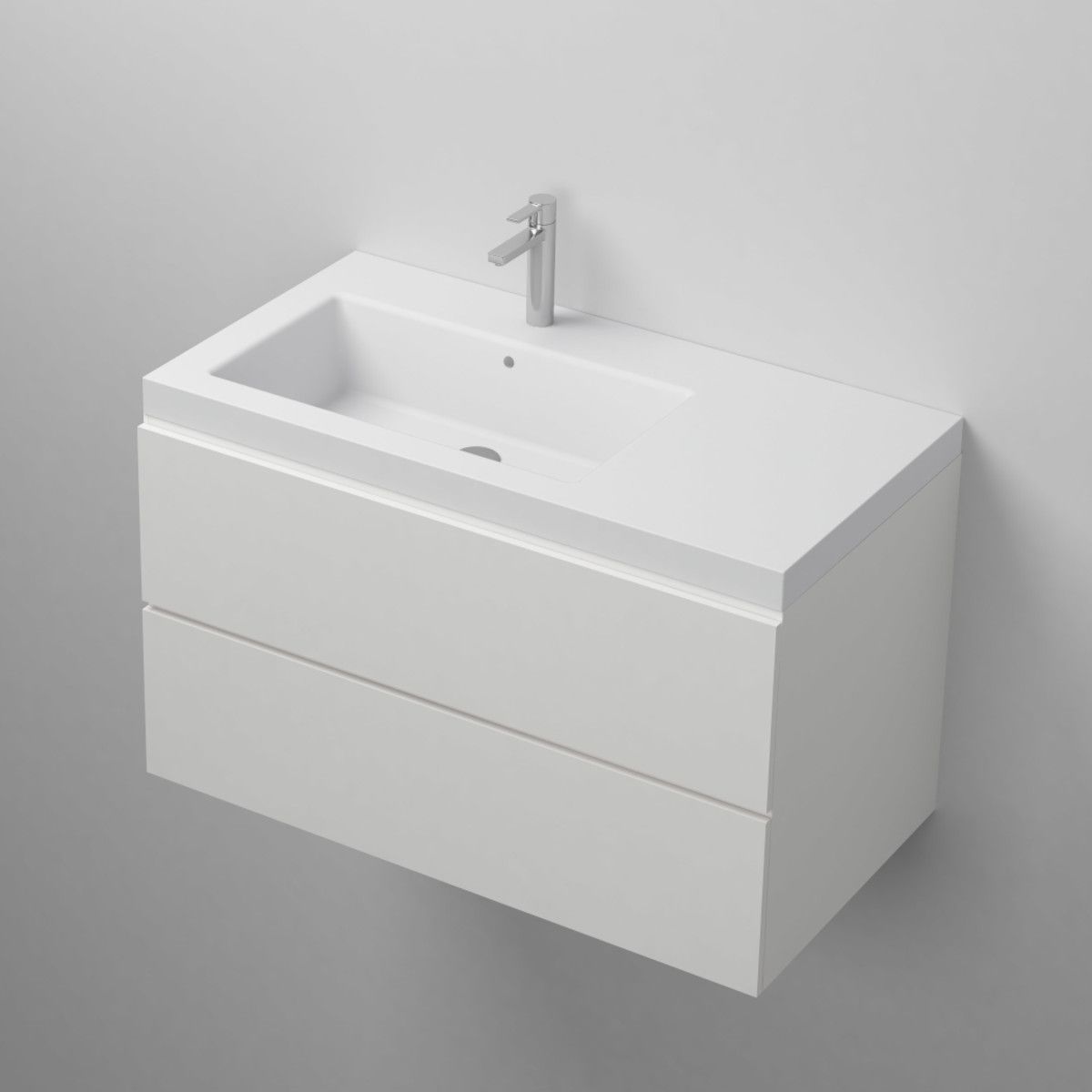 Waschbecken Zina, Mineralwerkstoff , Halb-Einbaumontage, mit Becken links, 90x47 cm