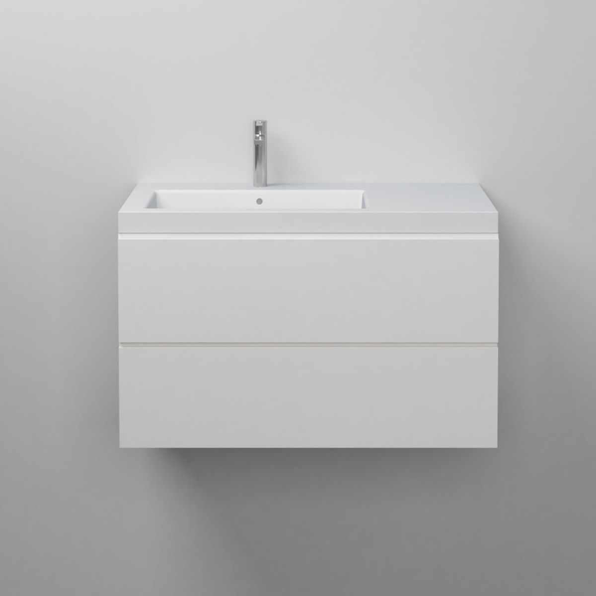 Waschbecken Zina, Mineralwerkstoff , Halb-Einbaumontage, mit Becken links, 90x47 cm
