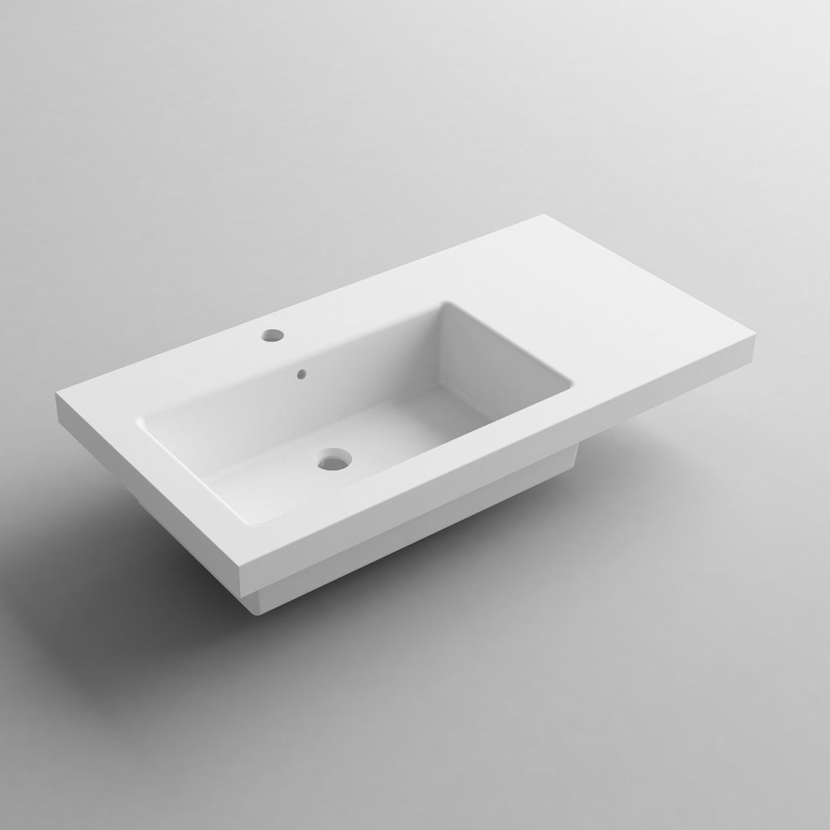Waschbecken Zina, Mineralwerkstoff , Halb-Einbaumontage, mit Becken links, 90x47 cm