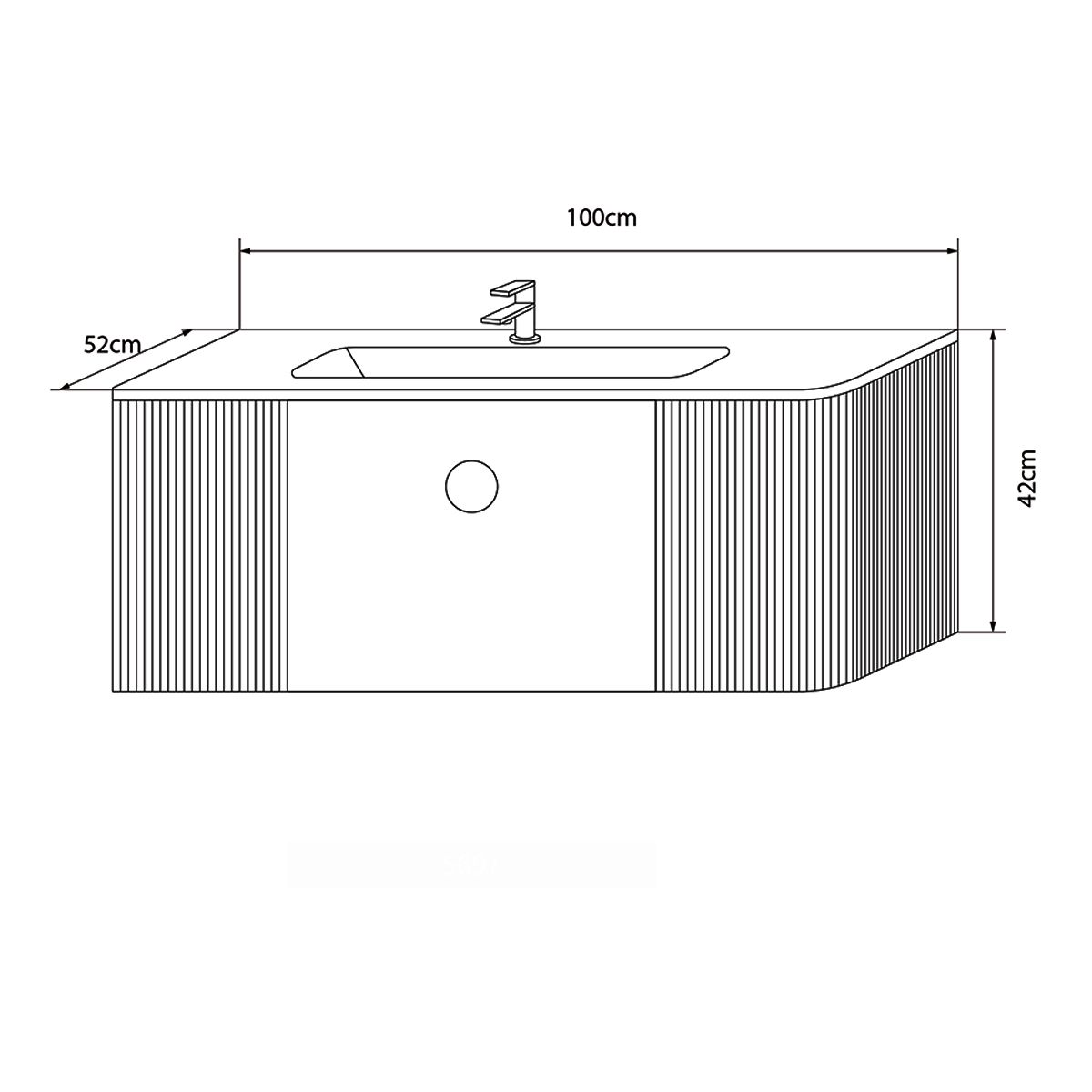 Badezimmermöbel aus MDF mit Corian-Komposit-Waschbecken, Maße: 100 x 52 cm, Soft-Close-System, Nest