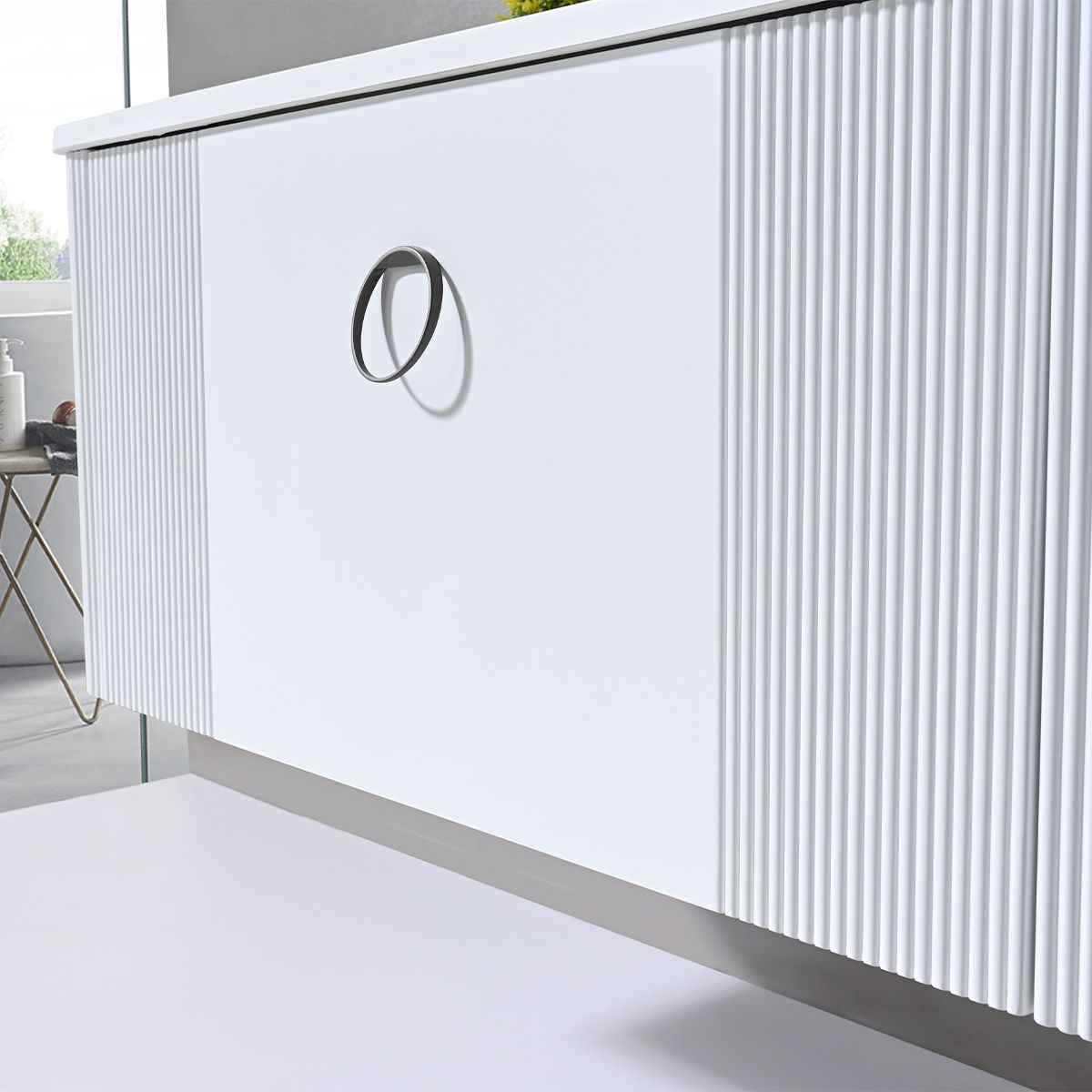 Badezimmermöbel aus MDF mit Corian-Komposit-Waschbecken, Maße: 100 x 52 cm, Soft-Close-System, Nest