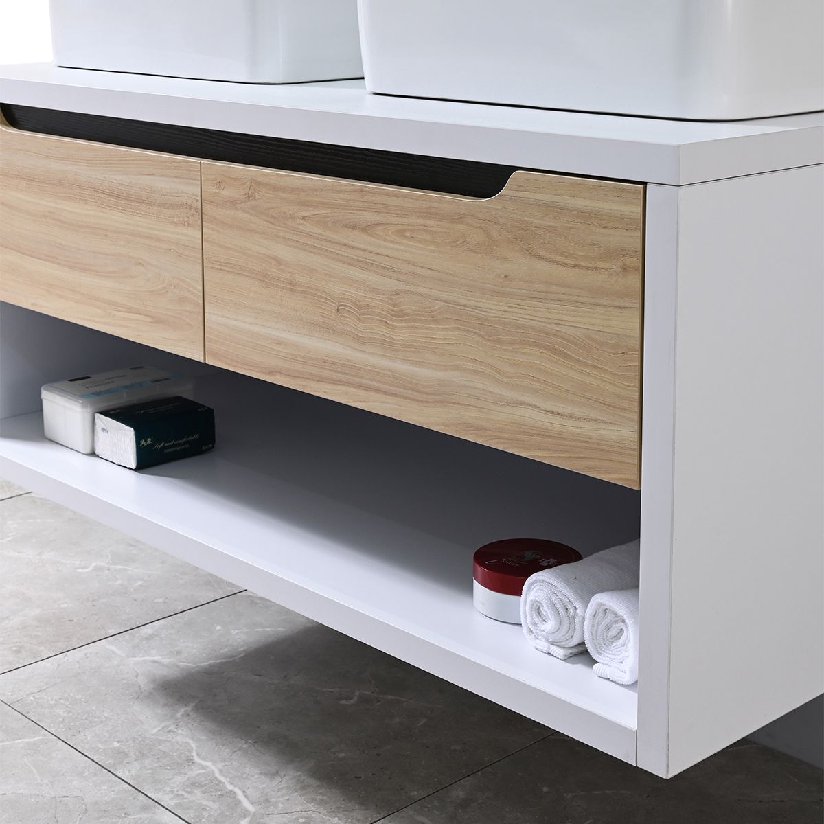 Badezimmermöbel, 120 x 55 cm, Schichtholz, 2 Soft-Close-Schubladen, Stauraum, Riviera