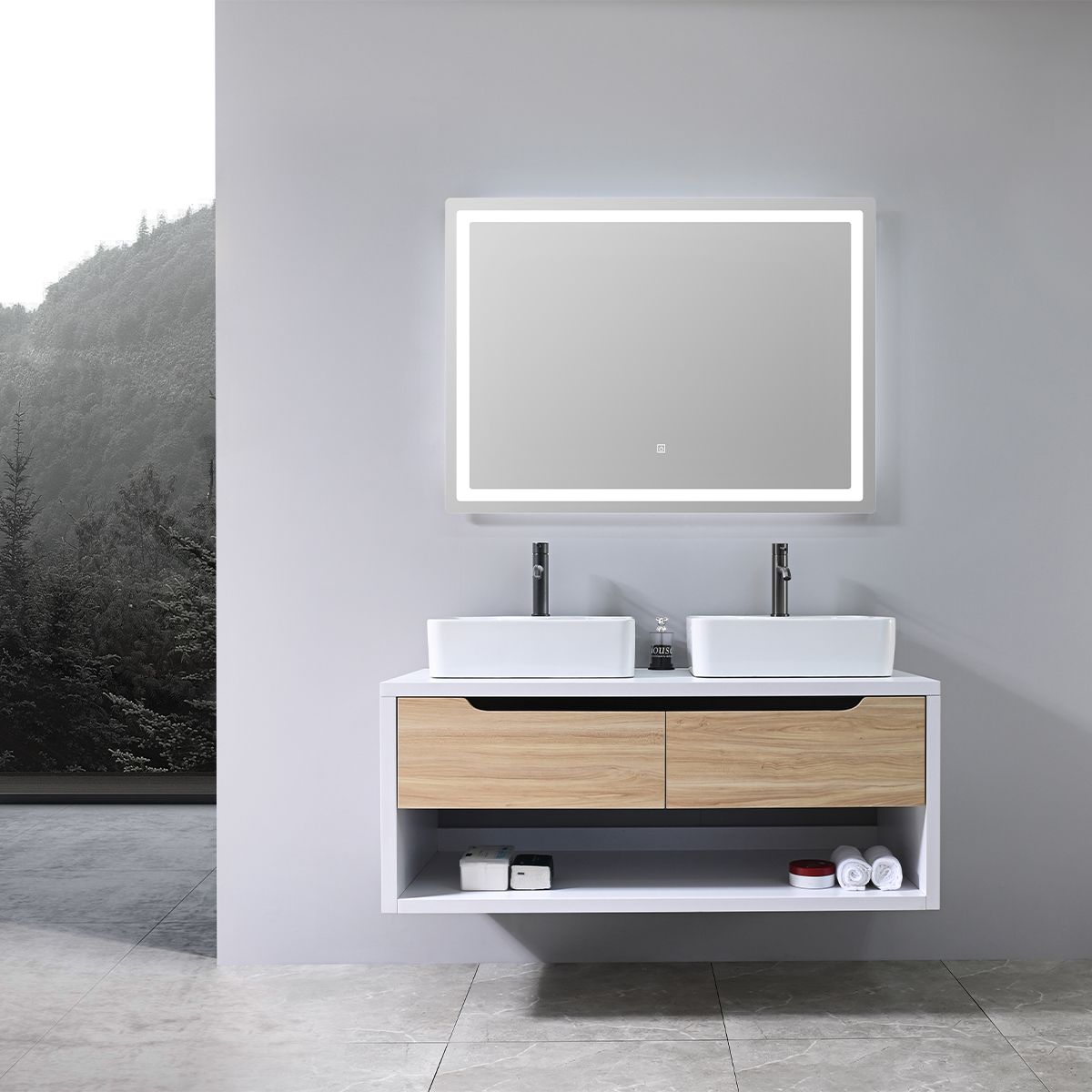 Badezimmermöbel, 120 x 55 cm, Schichtholz, 2 Soft-Close-Schubladen, Stauraum, Riviera