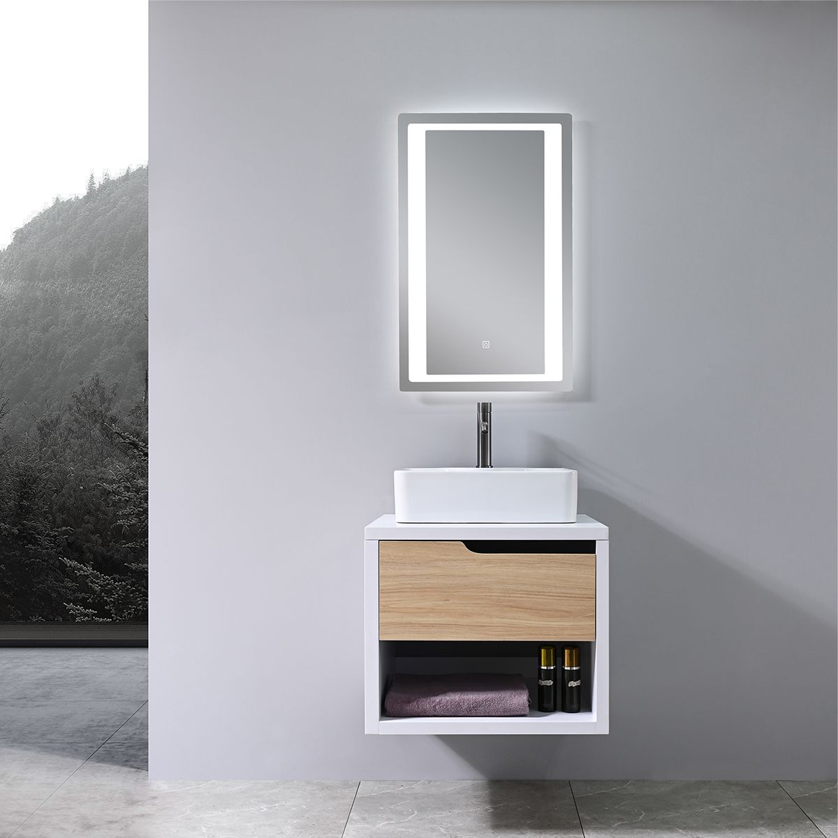Badezimmermöbel, 60 x 55 cm, Schichtholz, Soft-Close-Schublade, Stauraum, Riviera