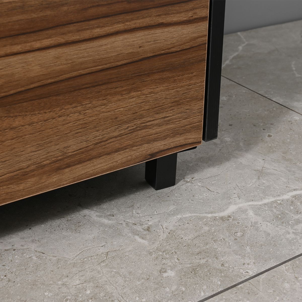 Badezimmermöbel mit Waschbecken, Schichtholz, 100x46 cm, 2 Schubladen mit Soft-Close, Eichen-Finish, Bianca