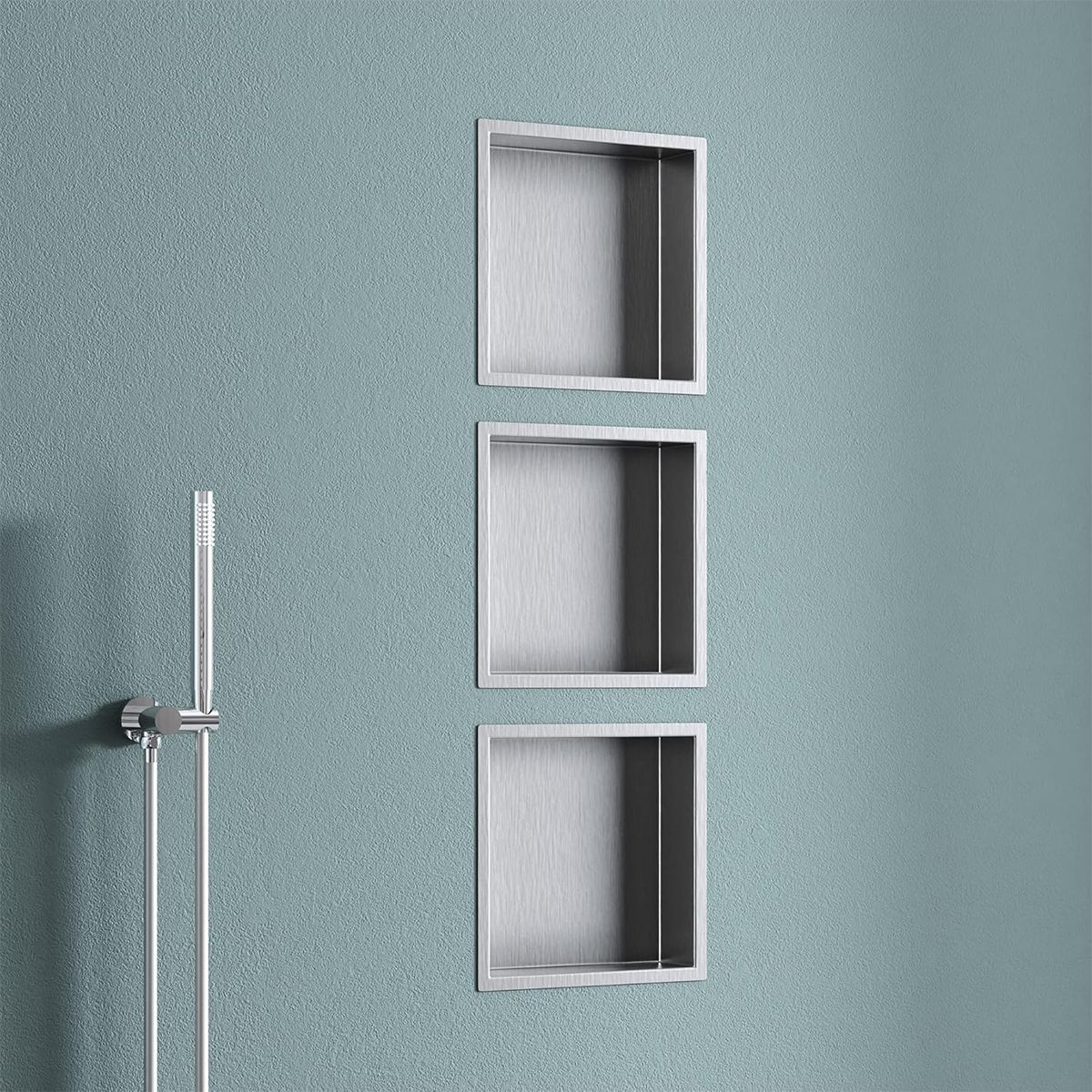Dusnische, eingebauter Regal im Wand, Stahl, 30x30 oder 60x30, Chrom, Flux