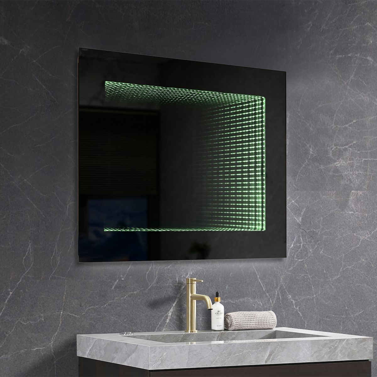 3D-Spiegel mit RGB-LED und Fernbedienung, 5 mm Glas, Maße 70 x 90 cm, Infinity