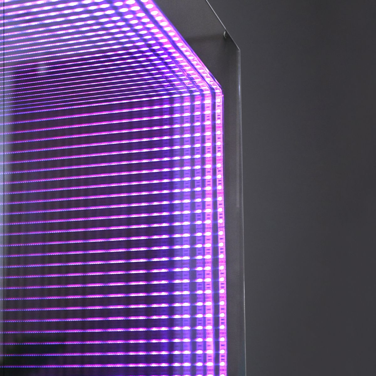 3D-Spiegel mit RGB-LED und Fernbedienung, 5 mm Glas, Maße 70 x 90 cm, Infinity