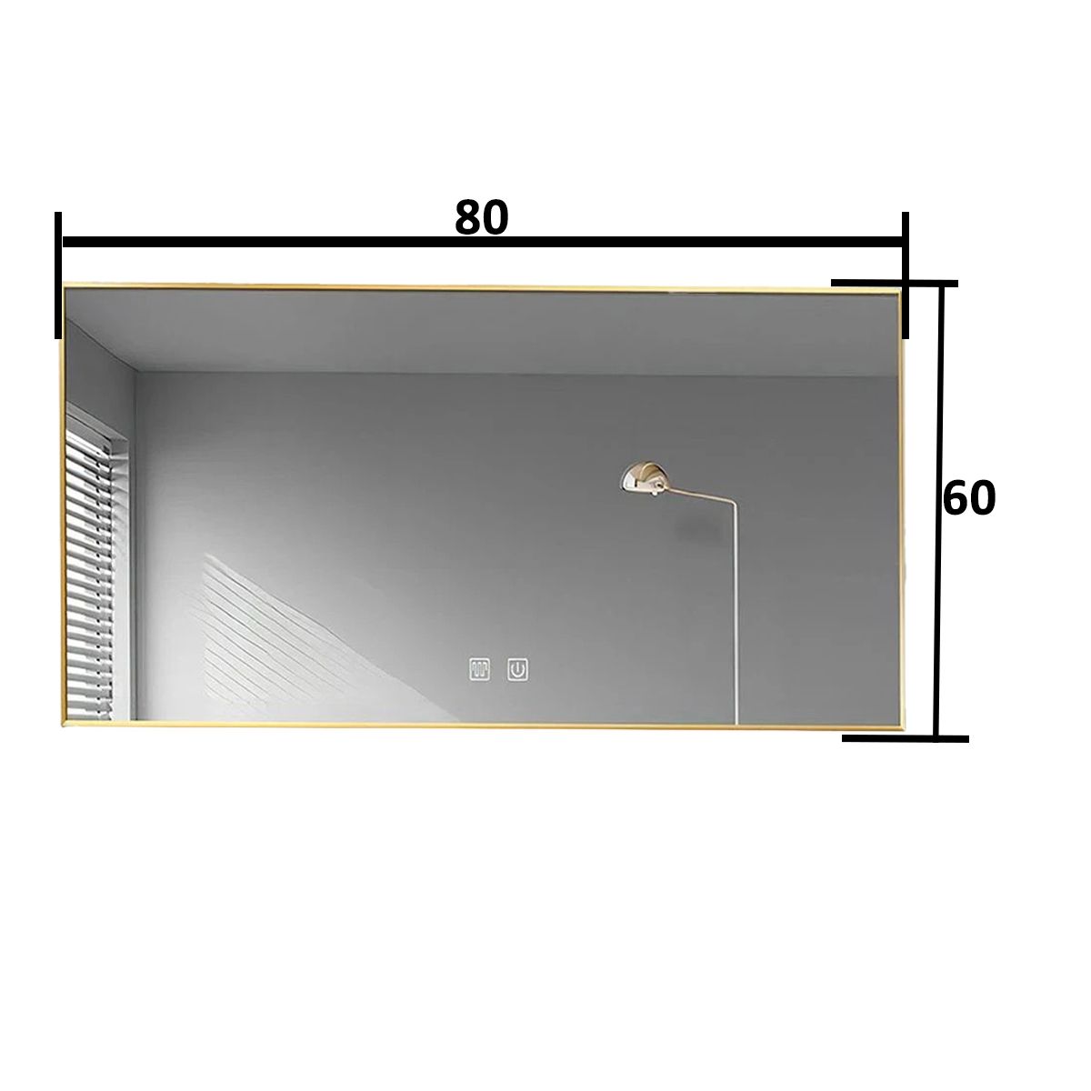 LED-Spiegel, goldener Rahmen, Anti-Beschlag, Touch-Taste, 3 Lichtfarben, Einstellbare Helligkeit, 60-70x80-150 cm, Feliz