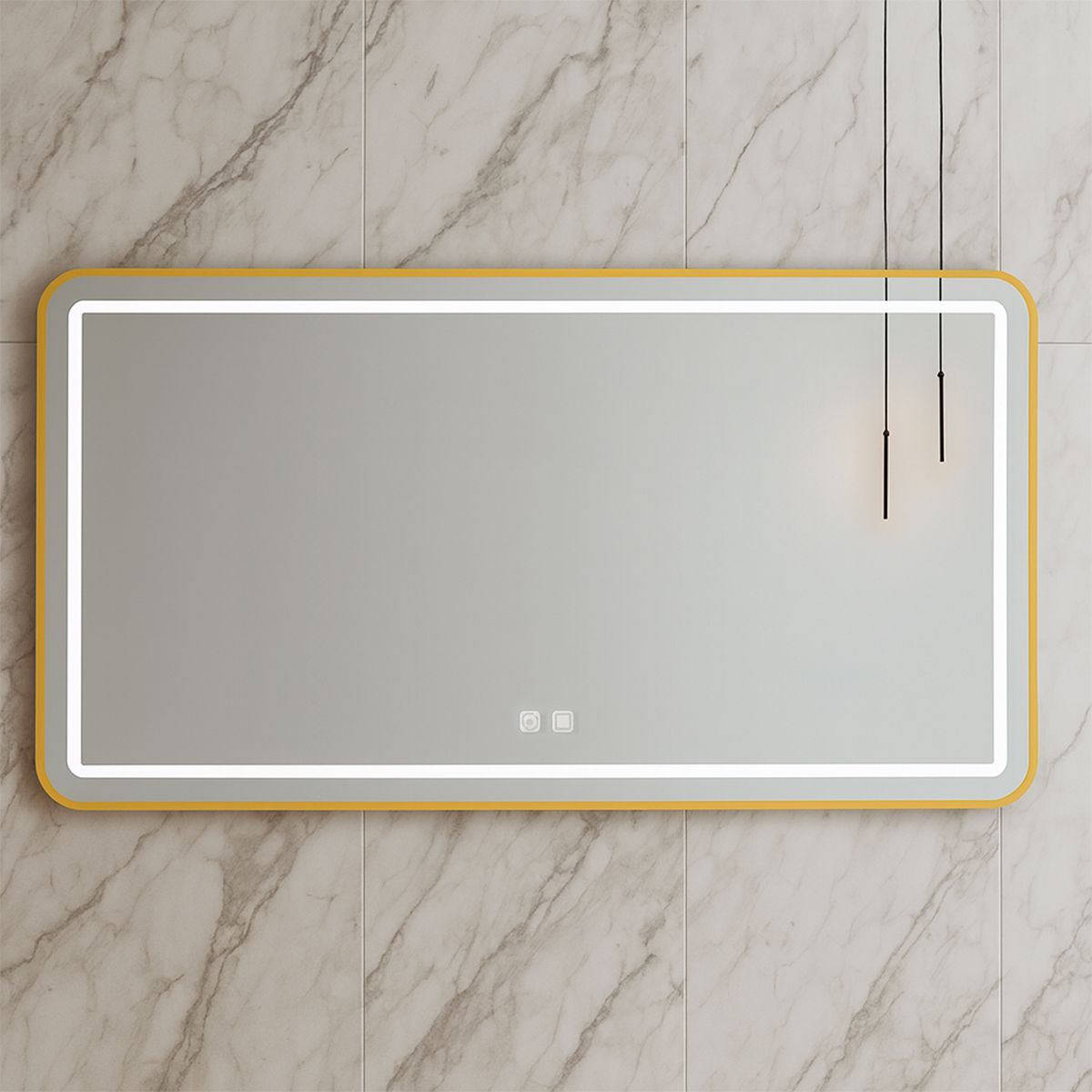 LED-Spiegel, goldener Rahmen, Anti-Beschlag, Touch-Taste, 3 Lichtfarben, Einstellbare Helligkeit, 60-70x80-150 cm, Feliz