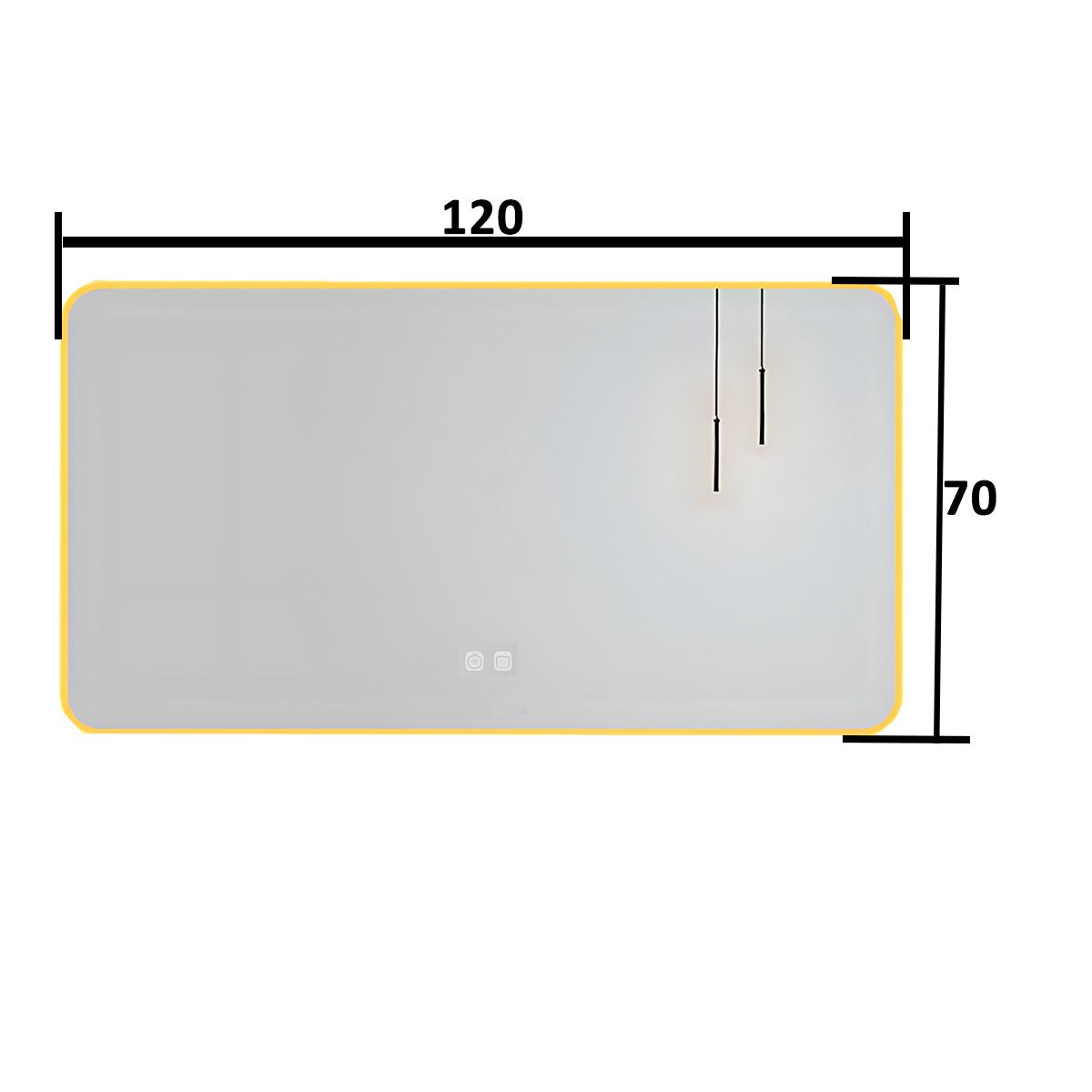 LED-Spiegel, goldener Rahmen, Anti-Beschlag, Touch-Taste, 3 Lichtfarben, Einstellbare Helligkeit, 60-70x80-150 cm, Feliz