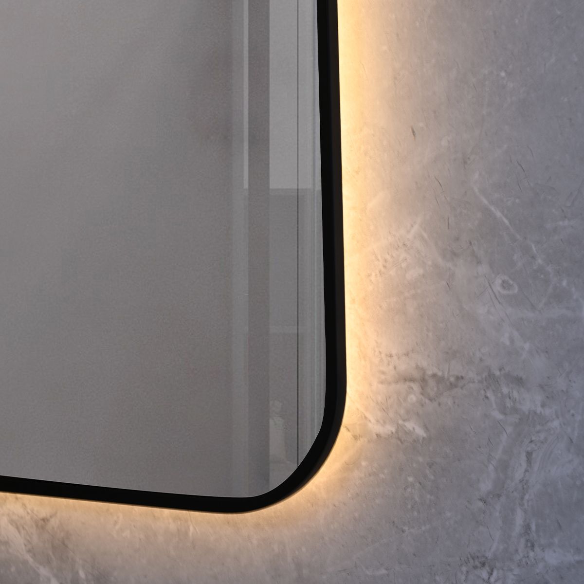 LED-Spiegel, schwarzer Rahmen, Anti-Beschlag, Touch-Taste, 3 Lichtfarben, Einstellbare Helligkeit, 60-70x80-150 cm, Feliz