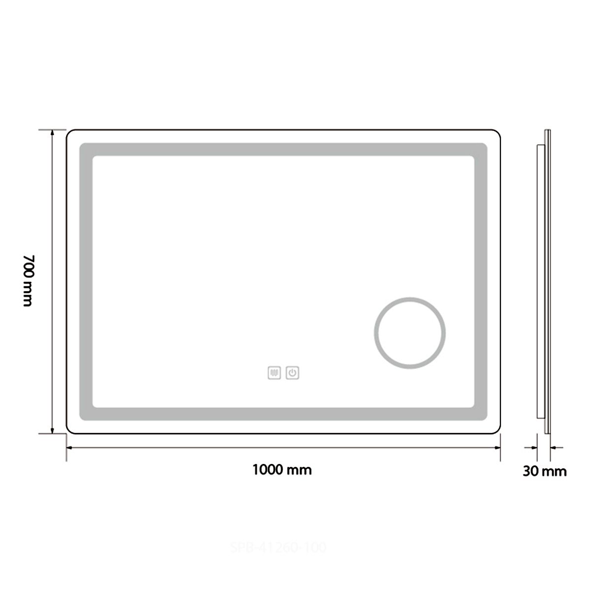LED-Spiegel, Kosmetiklupe, Anti-Beschlag, Touch-Funktion, 3 Lichtfarben, 5 mm Glas, Größen: 70–80 x 60–90–100–120–140 cm, Velora