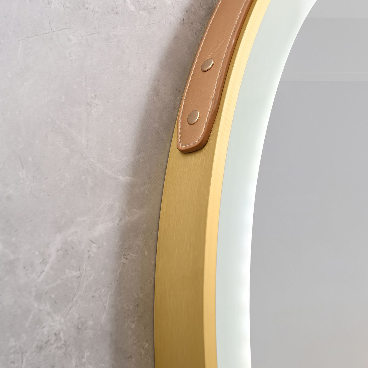 LED-Spiegel, Gurt, goldener Rahmen, Touch, 3 Lichtfarben, Anti-Beschlag, 5 mm, Durchmesser 70-80 cm, Spectra