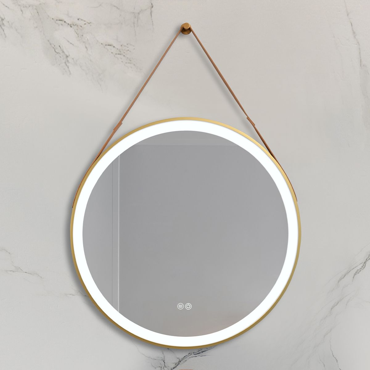 LED-Spiegel, Gurt, goldener Rahmen, Touch, 3 Lichtfarben, Anti-Beschlag, 5 mm, Durchmesser 70-80 cm, Spectra