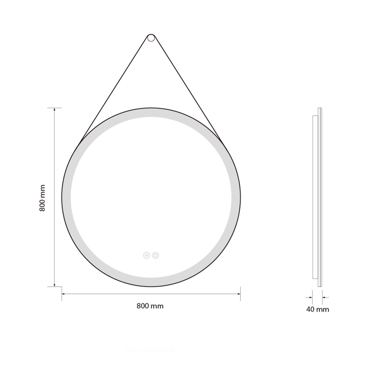 LED-Spiegel, Gurt, schwarzer Rahmen, Touch, 3 Farben, Anti-Beschlag, 5 mm, Durchmesser 70-80 cm, Spectra