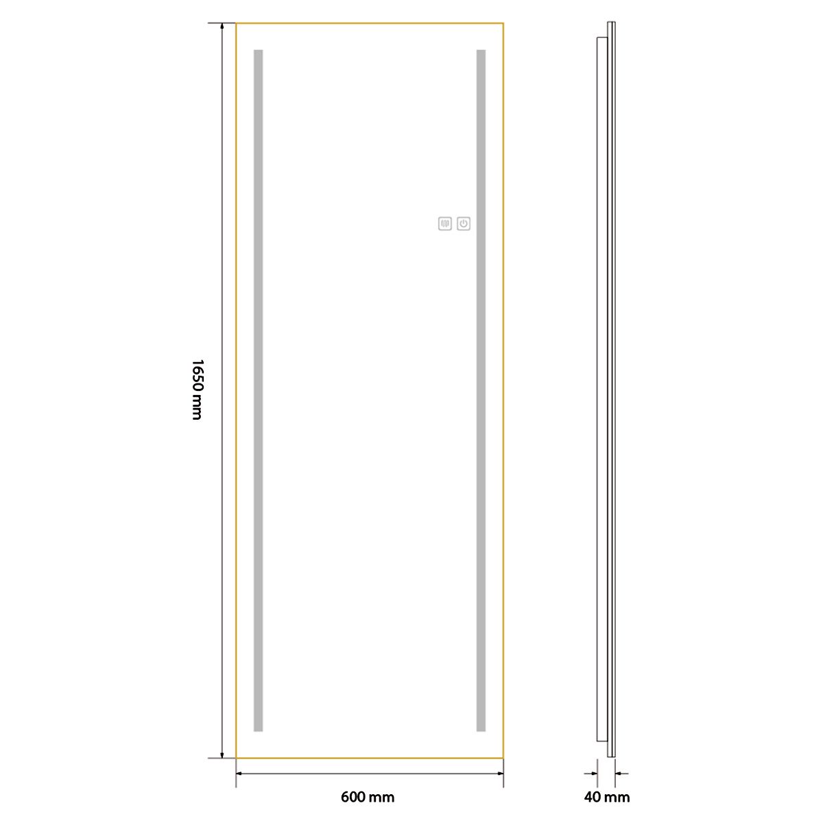 LED-Spiegel, Boden- oder Wandmontage, goldener Rahmen, Touch-Bedienung, 3 Lichtfarben, Anti-Beschlag, 5 mm, 60x165 cm, Mirage
