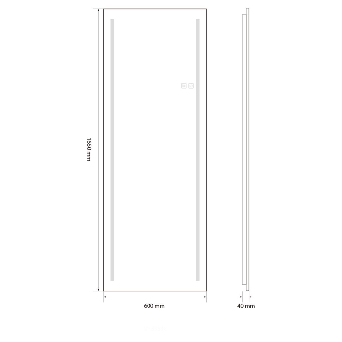 LED-Spiegel, Boden- oder Wandmontage, schwarzer Rahmen, Touch-Bedienung, 3 Lichtfarben, Anti-Beschlag, 5 mm, 60x165 cm, Mirage