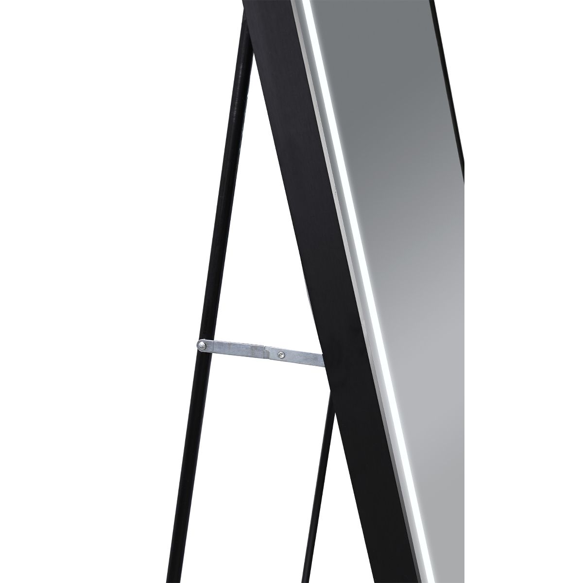 LED-Spiegel, Boden- oder Wandmontage, schwarzer Rahmen, Touch-Bedienung, 3 Lichtfarben, Anti-Beschlag, 5 mm, 60x165 cm, Mirage