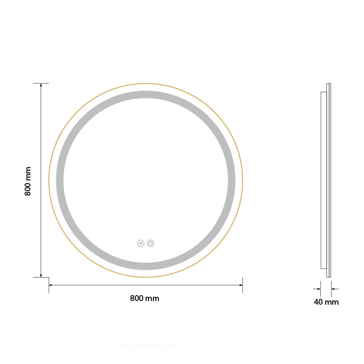 LED-Spiegel, Anti-Beschlag, Touch-Steuerung, goldener Rahmen, 5 mm Glas, 3 Lichtfarben, dimmbar, 80-90 cm, Cezara