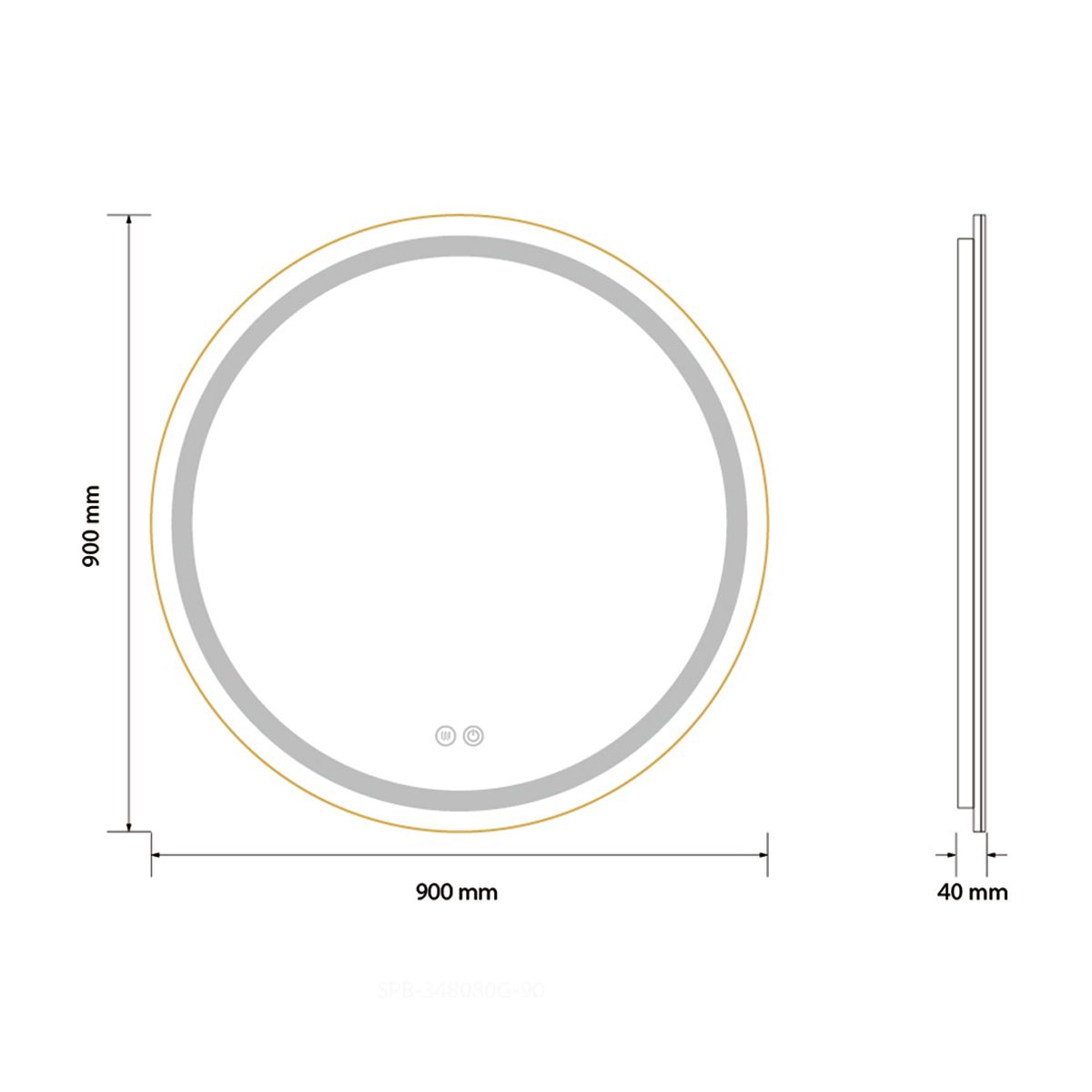 LED-Spiegel, Anti-Beschlag, Touch-Steuerung, goldener Rahmen, 5 mm Glas, 3 Lichtfarben, dimmbar, 80-90 cm, Cezara