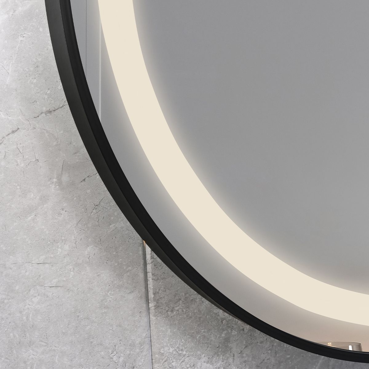 LED-Spiegel, Anti-Beschlag, Touch-Steuerung, schwarzer Rahmen, 5 mm Glas, 3 Lichtfarben, dimmbar, 80-90 cm, Cezara