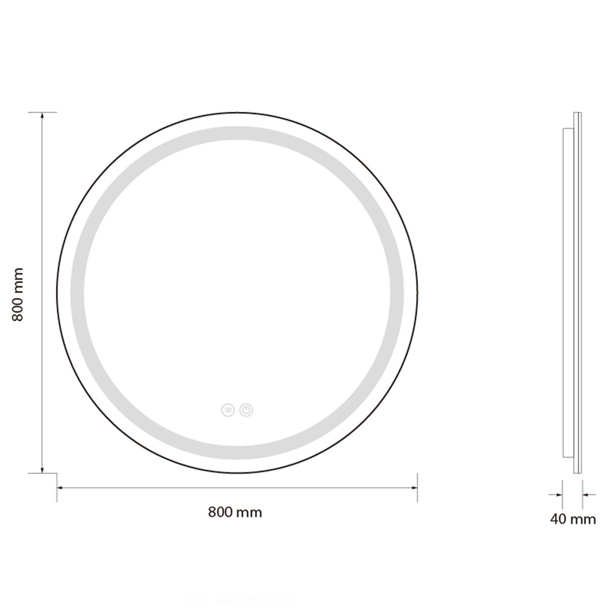 LED-Spiegel, Anti-Beschlag, Touch-Steuerung, schwarzer Rahmen, 5 mm Glas, 3 Lichtfarben, dimmbar, 80-90 cm, Cezara
