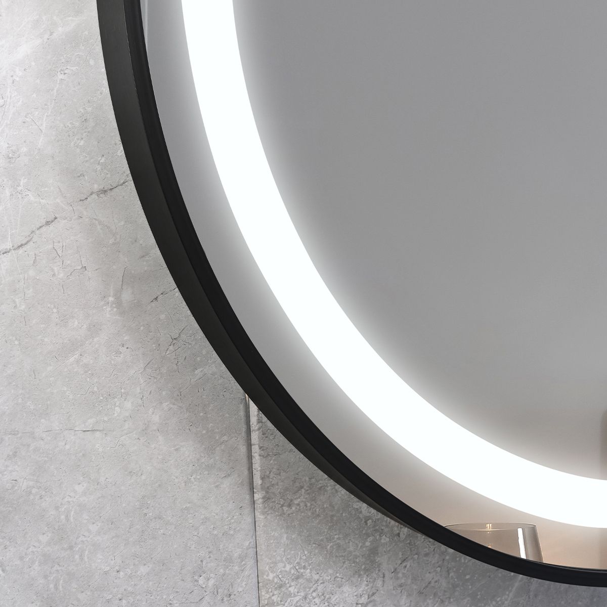 LED-Spiegel, Anti-Beschlag, Touch-Steuerung, schwarzer Rahmen, 5 mm Glas, 3 Lichtfarben, dimmbar, 80-90 cm, Cezara