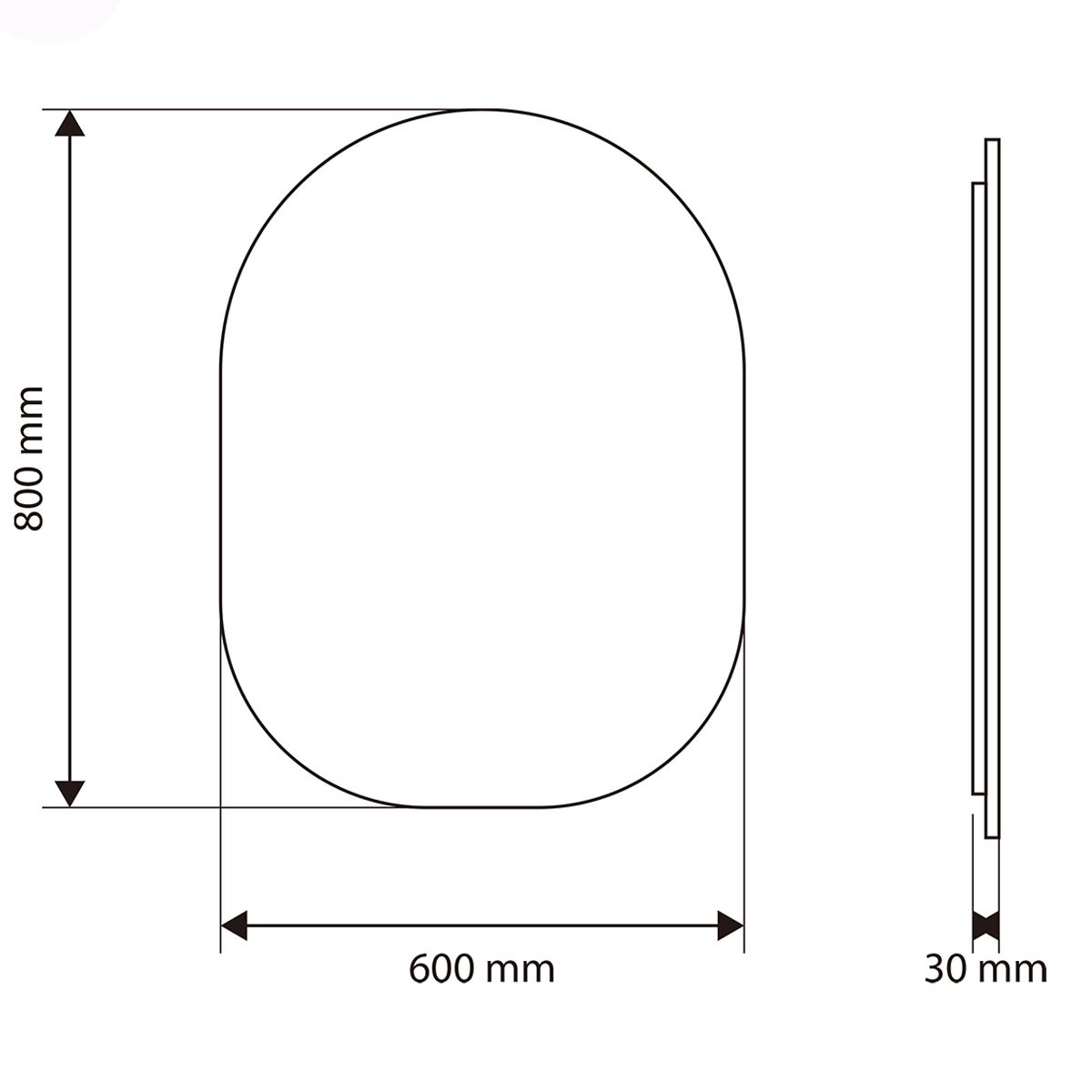 LED-Spiegel, Anti-Beschlag und Touch-Taste, 5 mm, 3 Lichtfarben, Einstellbare Helligkeit, Größen 60x80-70x100 cm, Fiore
