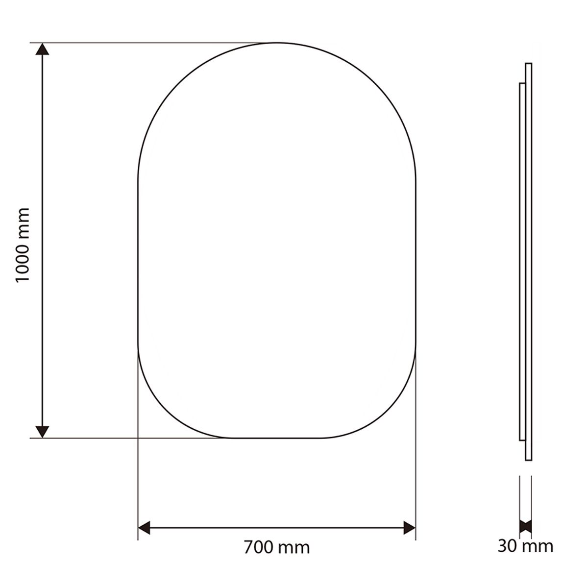 LED-Spiegel, Anti-Beschlag und Touch-Taste, 5 mm, 3 Lichtfarben, Einstellbare Helligkeit, Größen 60x80-70x100 cm, Fiore