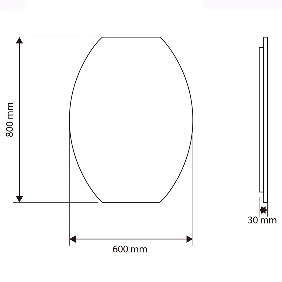 LED-Spiegel, Anti-Beschlag und Touch-Taste, 5 mm, 3 Lichtfarben, Einstellbare Helligkeit, Größen 60x80–70x100 cm, Luna