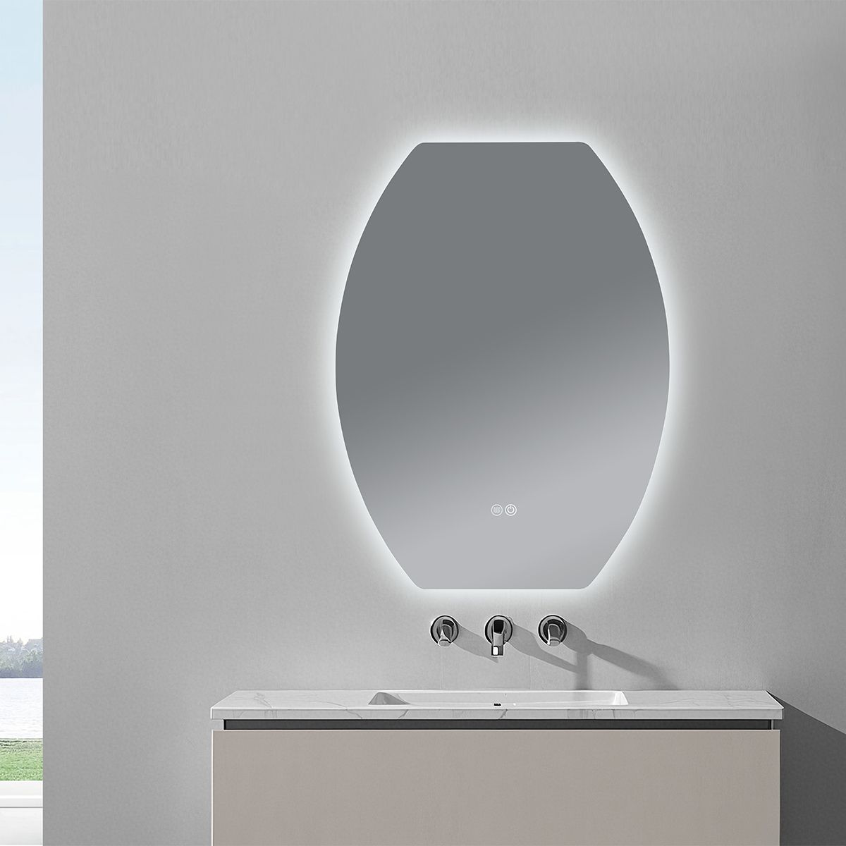 LED-Spiegel, Anti-Beschlag und Touch-Taste, 5 mm, 3 Lichtfarben, Einstellbare Helligkeit, Größen 60x80–70x100 cm, Luna