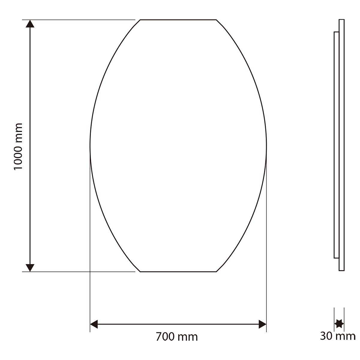 LED-Spiegel, Anti-Beschlag und Touch-Taste, 5 mm, 3 Lichtfarben, Einstellbare Helligkeit, Größen 60x80–70x100 cm, Luna