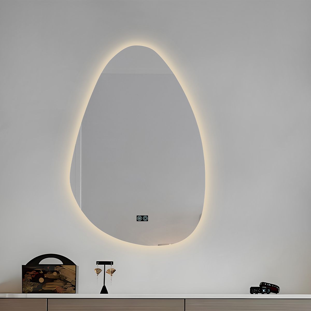 LED-Spiegel, Anti-Beschlag und Touch-Taste, 5mm Glas, 3 Lichtfarben, Einstellbare Helligkeit, Maße 60-75 x 80-100 cm, Gloria