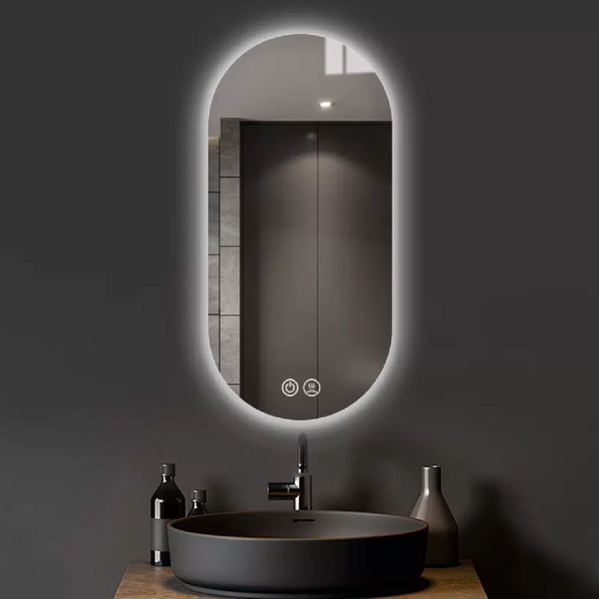 LED-Spiegel, Anti-Beschlag, Touch, 5 mm, 3 Lichtfarben, Einstellbare Helligkeit, Maße 50x100-40x120 cm, Victoria
