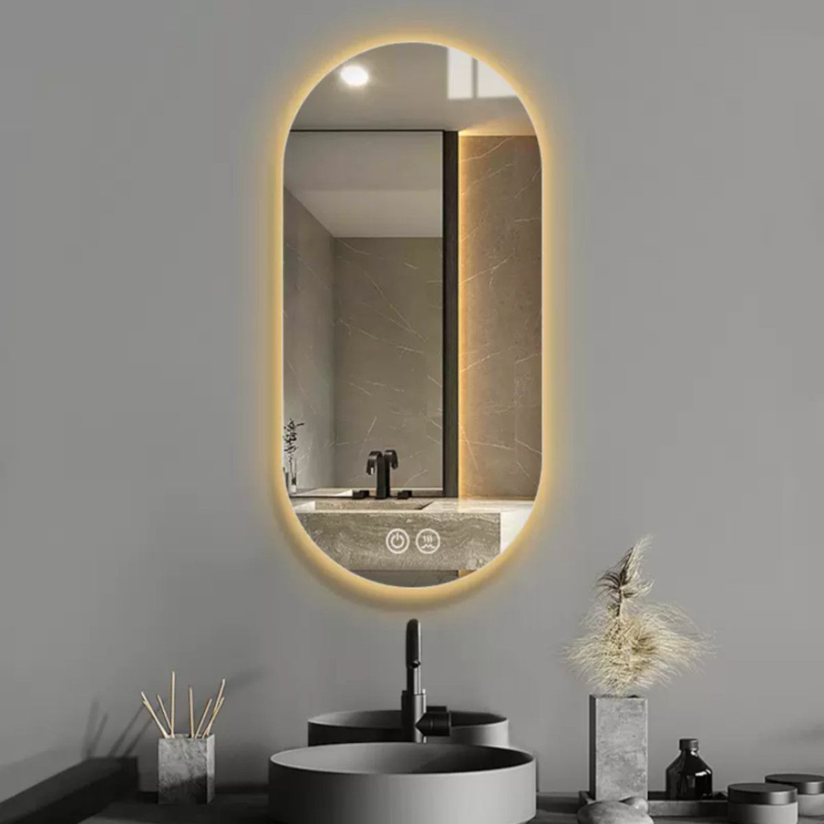 LED-Spiegel, Anti-Beschlag, Touch, 5 mm, 3 Lichtfarben, Einstellbare Helligkeit, Maße 50x100-40x120 cm, Victoria