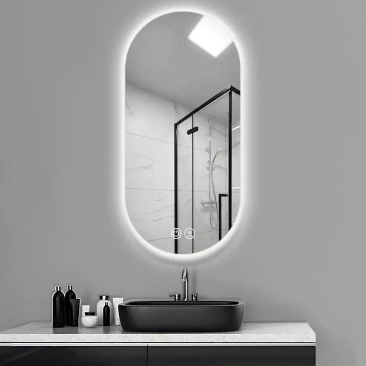 LED-Spiegel, Anti-Beschlag, Touch, 5 mm, 3 Lichtfarben, Einstellbare Helligkeit, Maße 50x100-40x120 cm, Victoria