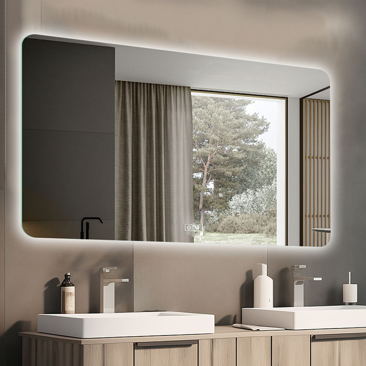 LED-Spiegel, 5 mm Glas, Anti-Beschlag, Touch-Taste, 3 Lichtfarben, 90x150 cm, Vera