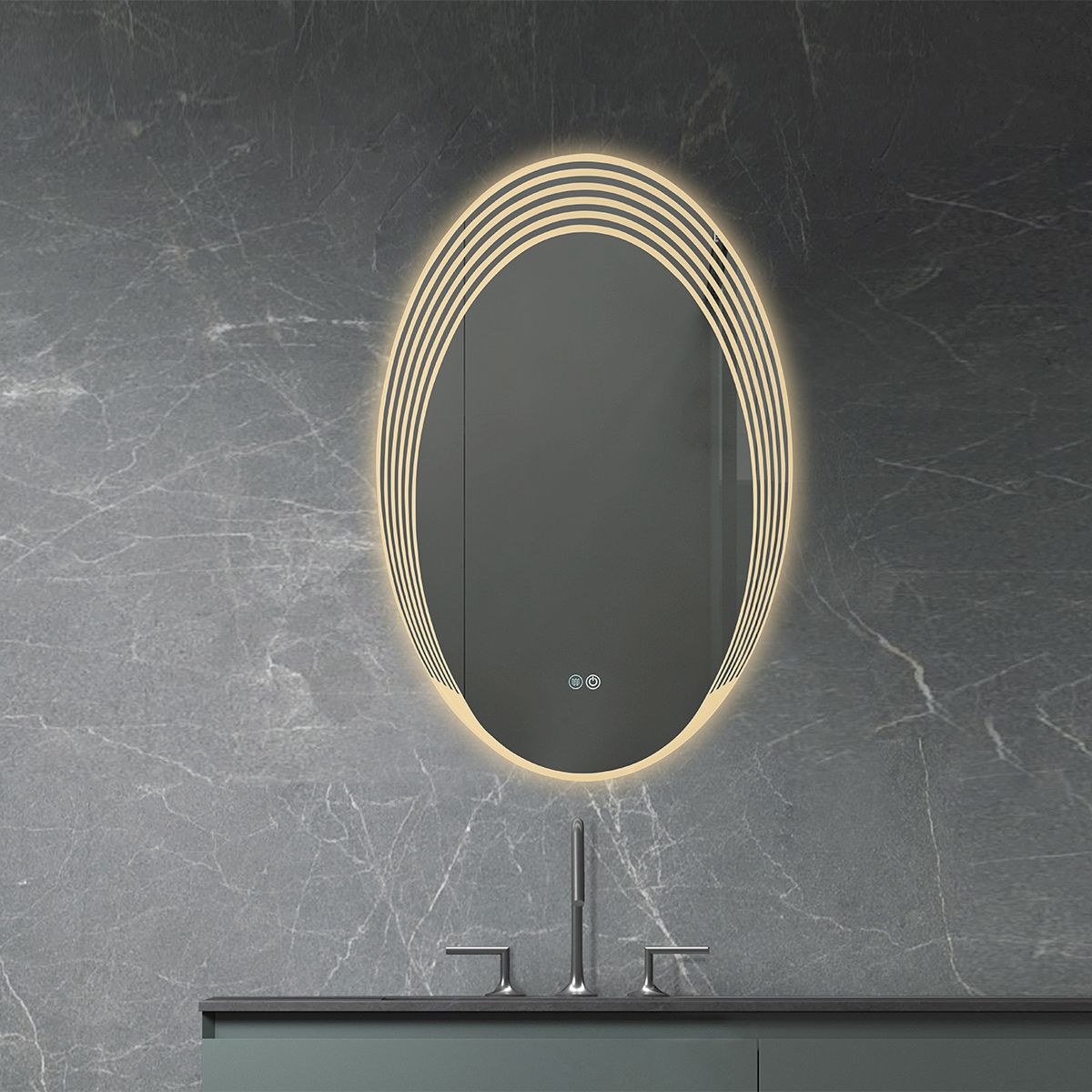 LED-Spiegel, 5 mm Glas, Anti-Beschlag, Touch-Taste, 3 Lichtfarben, Einstellbare Helligkeit, Maße 60 x 90 cm, Nova